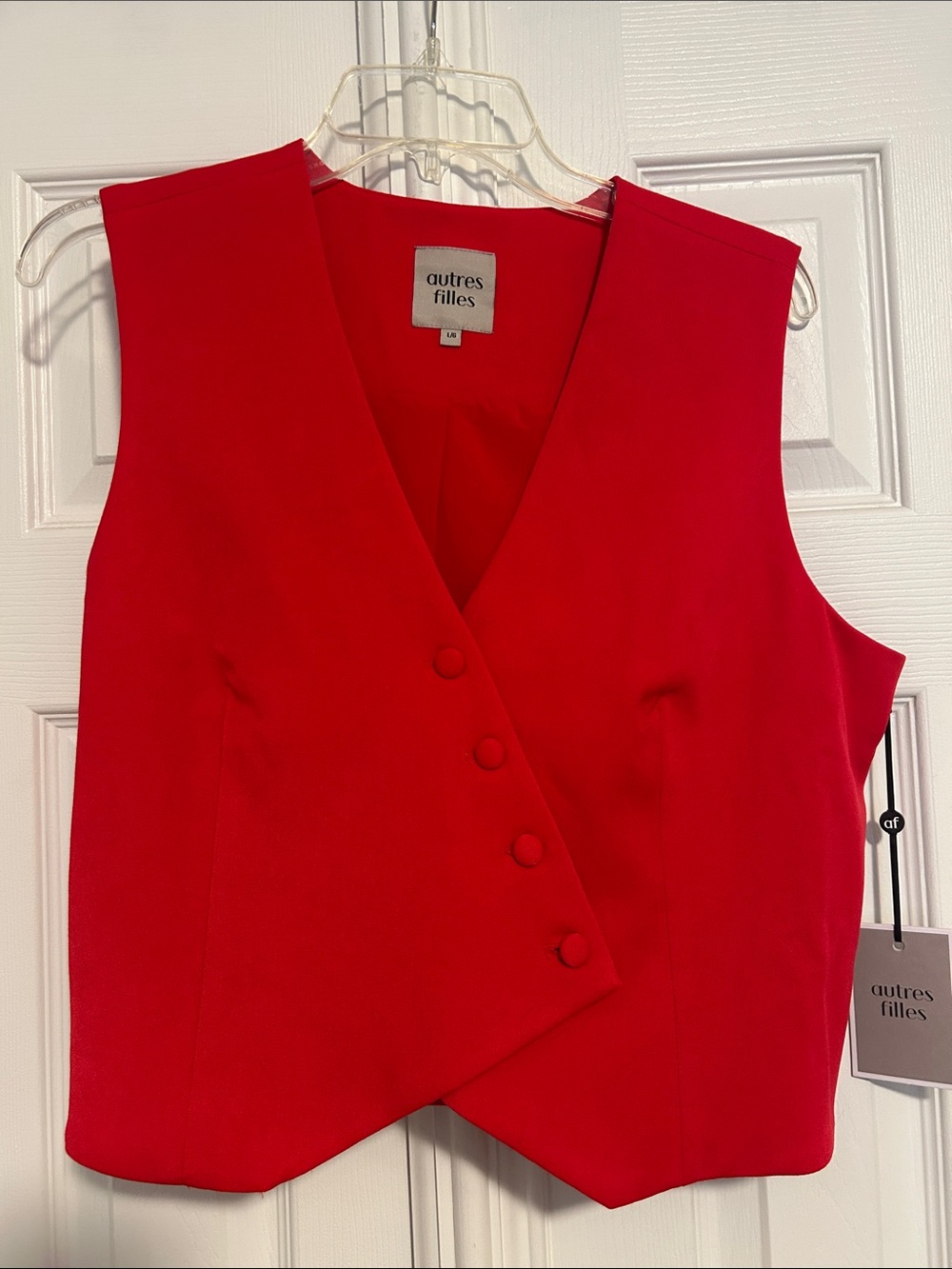 Autres Filles Red Sleeveless Adjustable-Fit Button-Front Vest